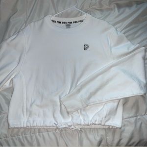 VS PINK Cropped Crewneck Sweater White Size M